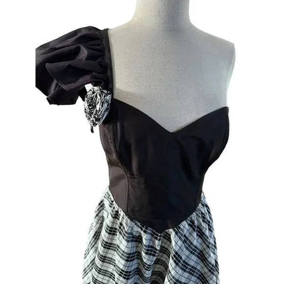 Gunne Sax By Jessica McClintock One Shoulder Gingham Dress Size 9 - Picture 5 of 10